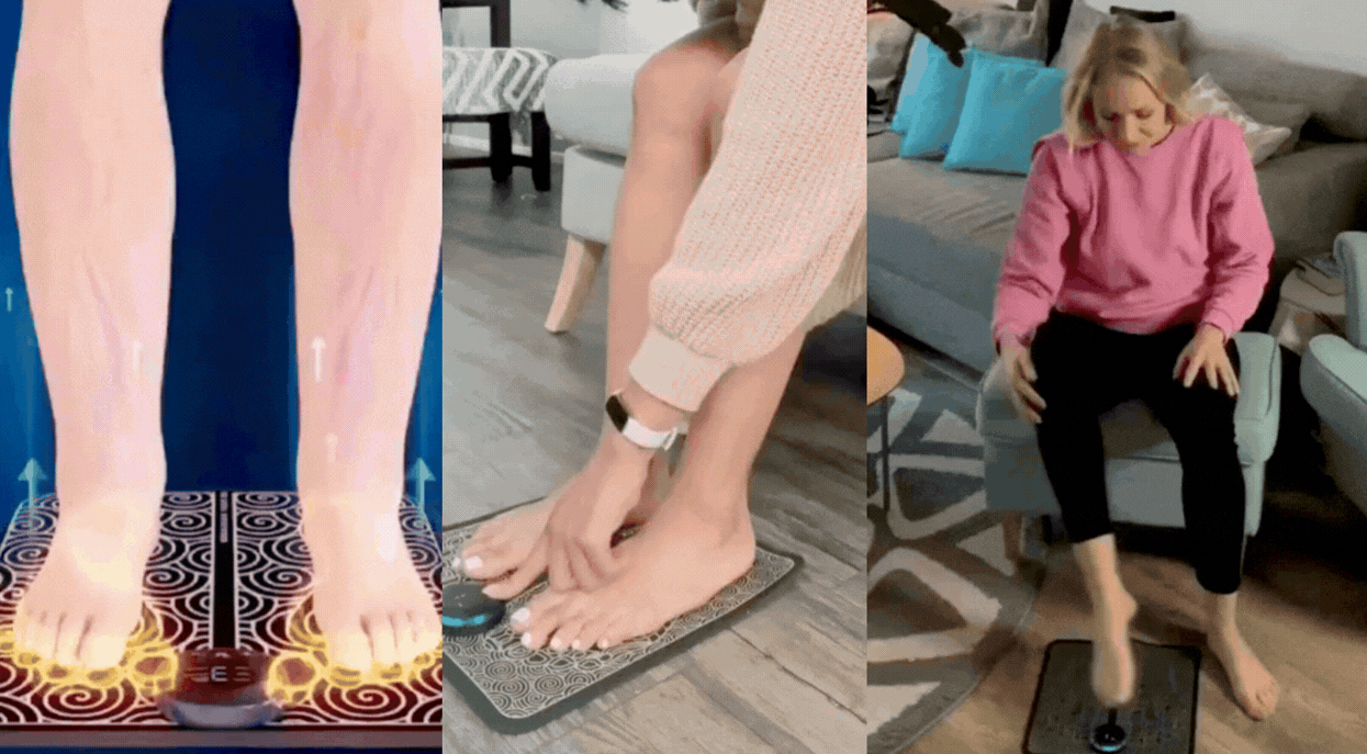 Mulher sentada com o dispositivo Nerpex